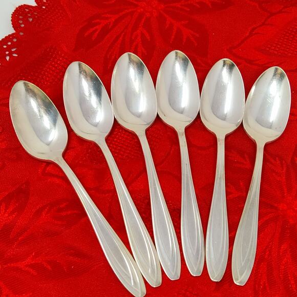 6X Tsp Antique Rogers Bros IS Silhouette Silver Plated Teaspoons - Picture 4 of 12